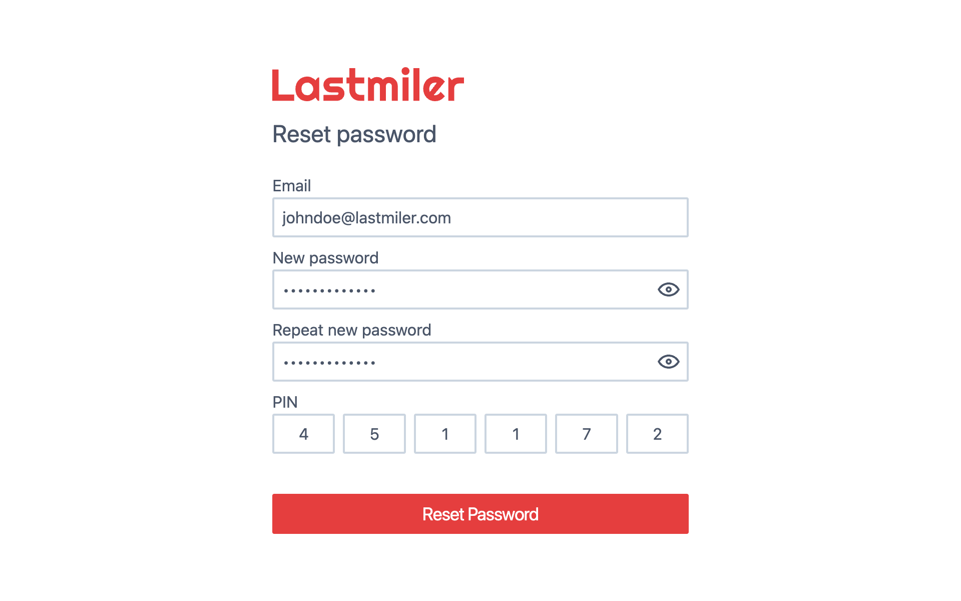 Reset Password Form